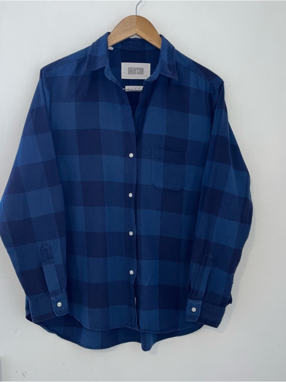 Grayson - Anthropologie The Hero Women's Navy Plaid Button Up - Fall Cozy Rustic